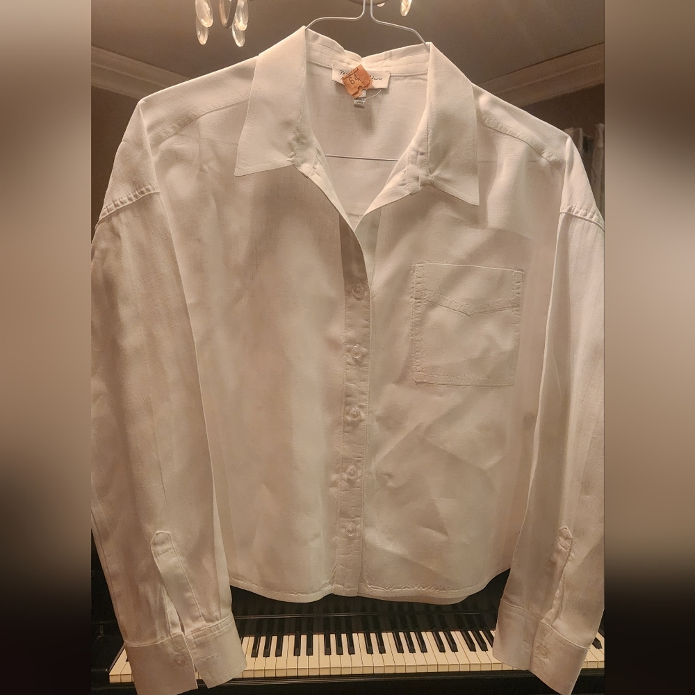 Michael Stars  Woven Linen  Shirt Dress White button up XS